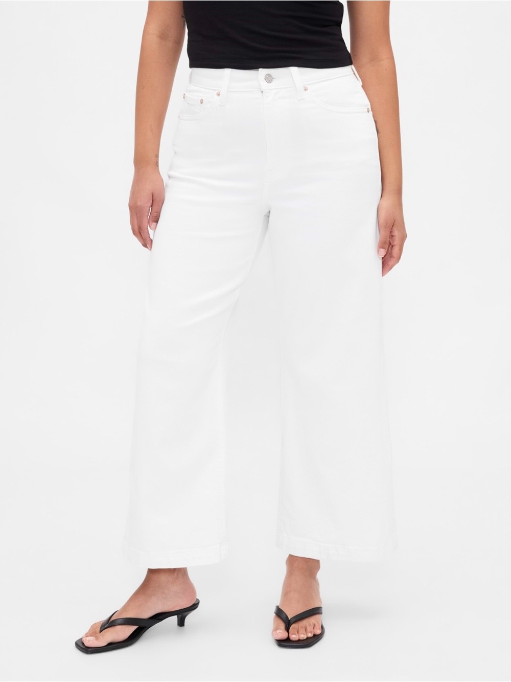 Gap Curvy High Rise Stride White Wide-Leg Ankle Jeans - Size 28 / 6 Tall - Picture 2 of 13